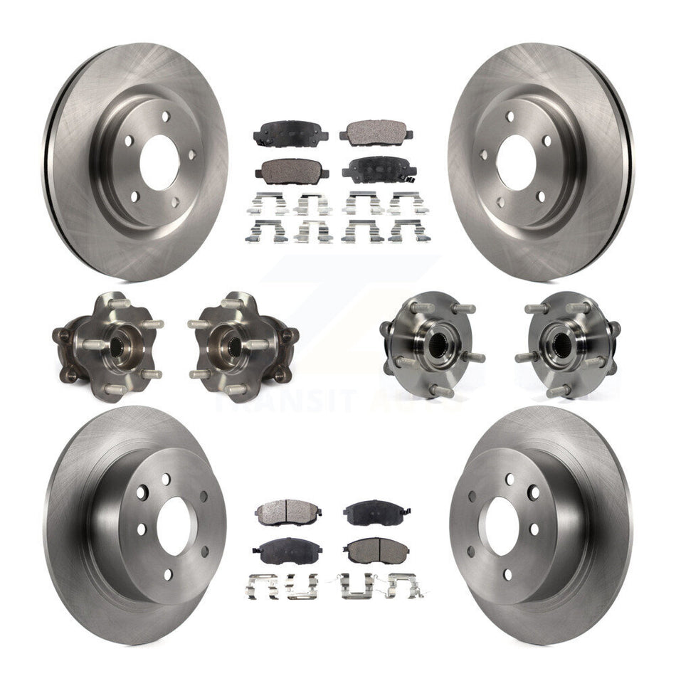 Front Rear Hub Bearings Assembly Disc Brake Rotors And Ceramic Pads Kit (10Pc) For Nissan Juke KBB-110450