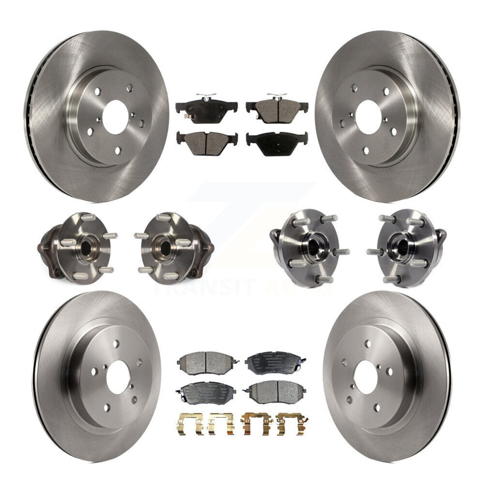 Front Rear Hub Bearings Assembly Disc Brake Rotors And Ceramic Pads Kit (10Pc) For 2015 Subaru Legacy 2.5L KBB-110454