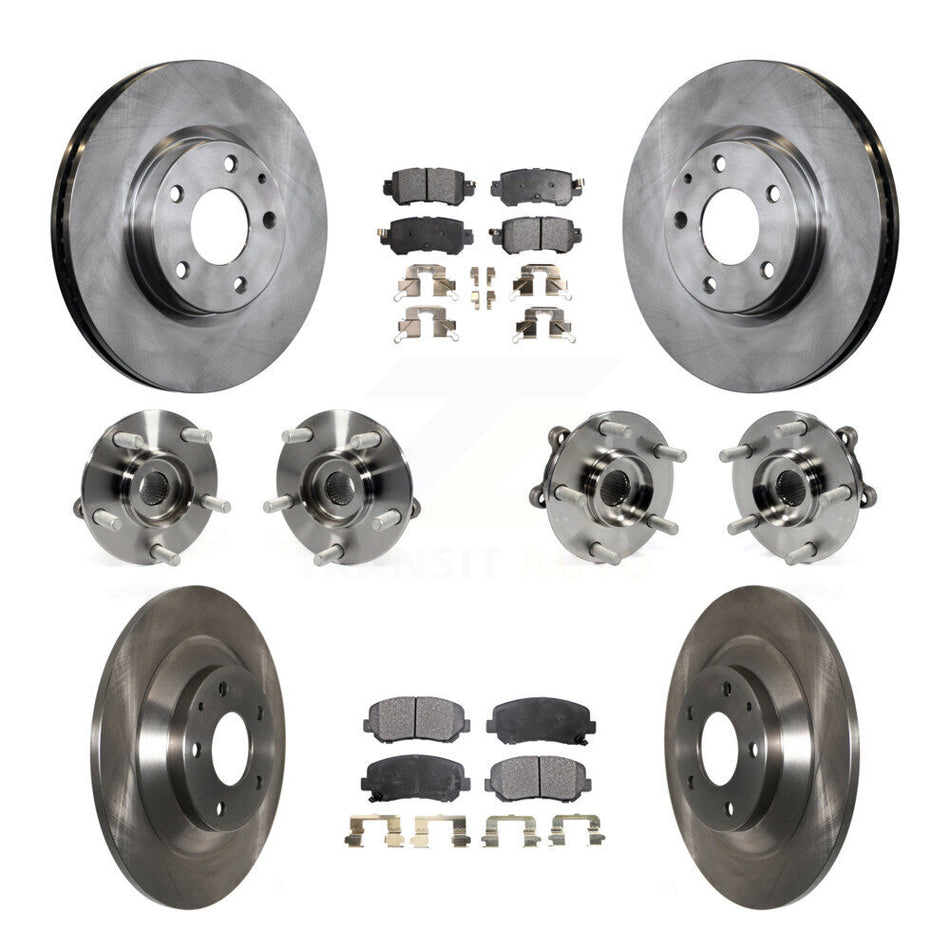 Front Rear Hub Bearings Assembly Disc Brake Rotors And Ceramic Pads Kit (10Pc) For Mazda CX-5 AWD KBB-110462