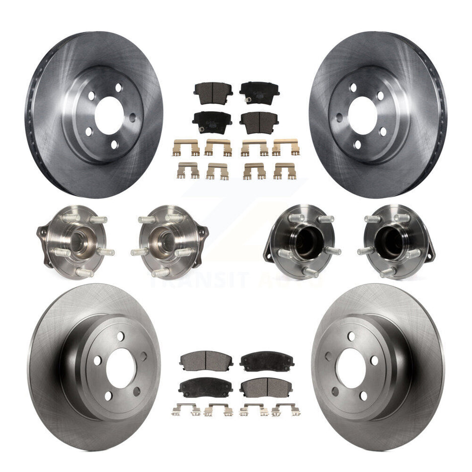 Front Rear Hub Bearings Assembly Disc Brake Rotors And Ceramic Pads Kit (10Pc) For Dodge Charger Chrysler 300 Challenger KBB-110477