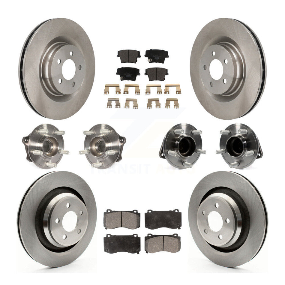 Front Rear Hub Bearings Assembly Disc Brake Rotors And Ceramic Pads Kit (10Pc) For 2015 Dodge Charger R T Scat Pack with RWD 6.4L KBB-110481