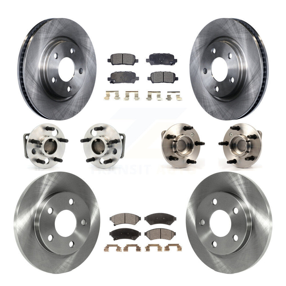 Front Rear Hub Bearings Assembly Disc Brake Rotors And Ceramic Pads Kit (10Pc) For Pontiac Grand Prix Buick LaCrosse Allure KBB-110483