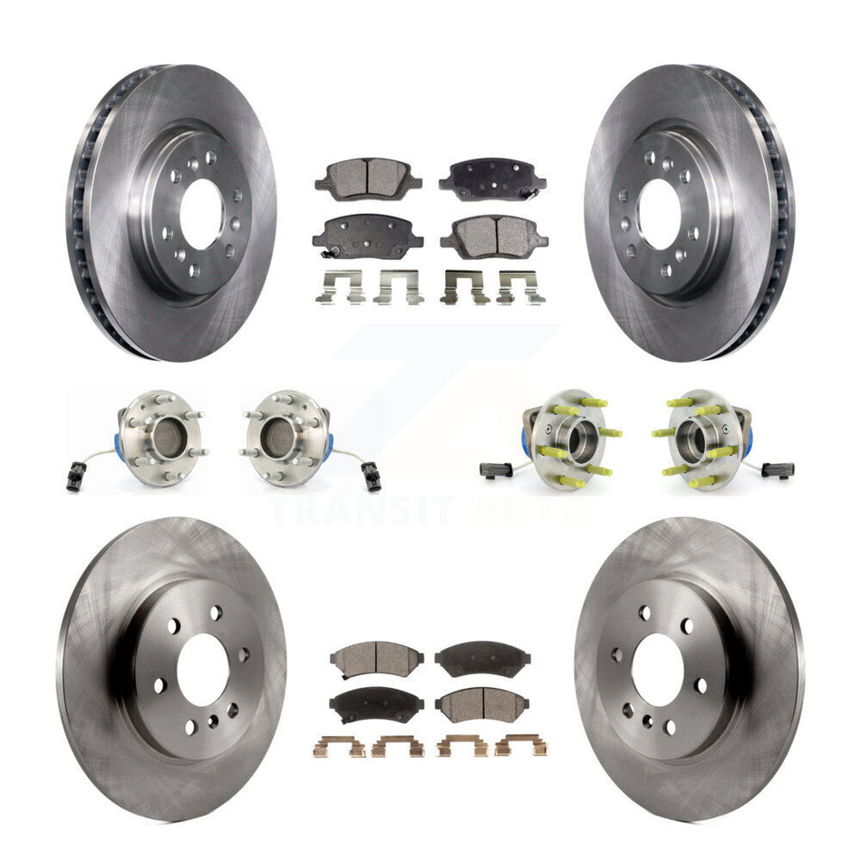Front Rear Hub Bearings Assembly Disc Brake Rotors And Ceramic Pads Kit (10Pc) For Chevrolet Uplander Buick Terraza Pontiac Montana 3 Hole Triangular Flange KBB-110487