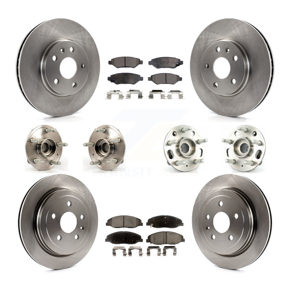Front Rear Hub Bearings Assembly Disc Brake Rotors And Ceramic Pads Kit (10Pc) For Cadillac CTS Without Heavy Duty Brakes KBB-110489