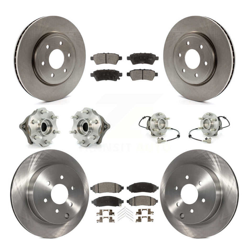 Front Rear Hub Bearings Assembly Disc Brake Rotors And Ceramic Pads Kit (10Pc) For Nissan Pathfinder KBB-110491
