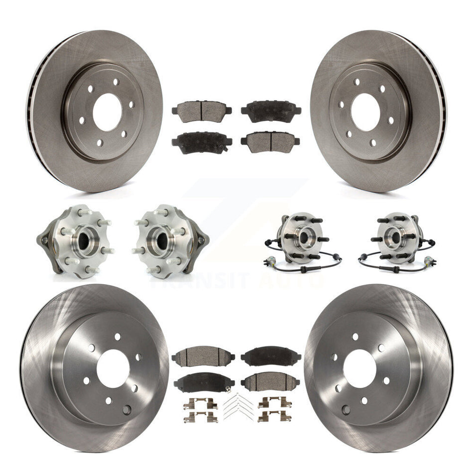 Front Rear Hub Bearings Assembly Disc Brake Rotors And Ceramic Pads Kit (10Pc) For Nissan Pathfinder KBB-110493