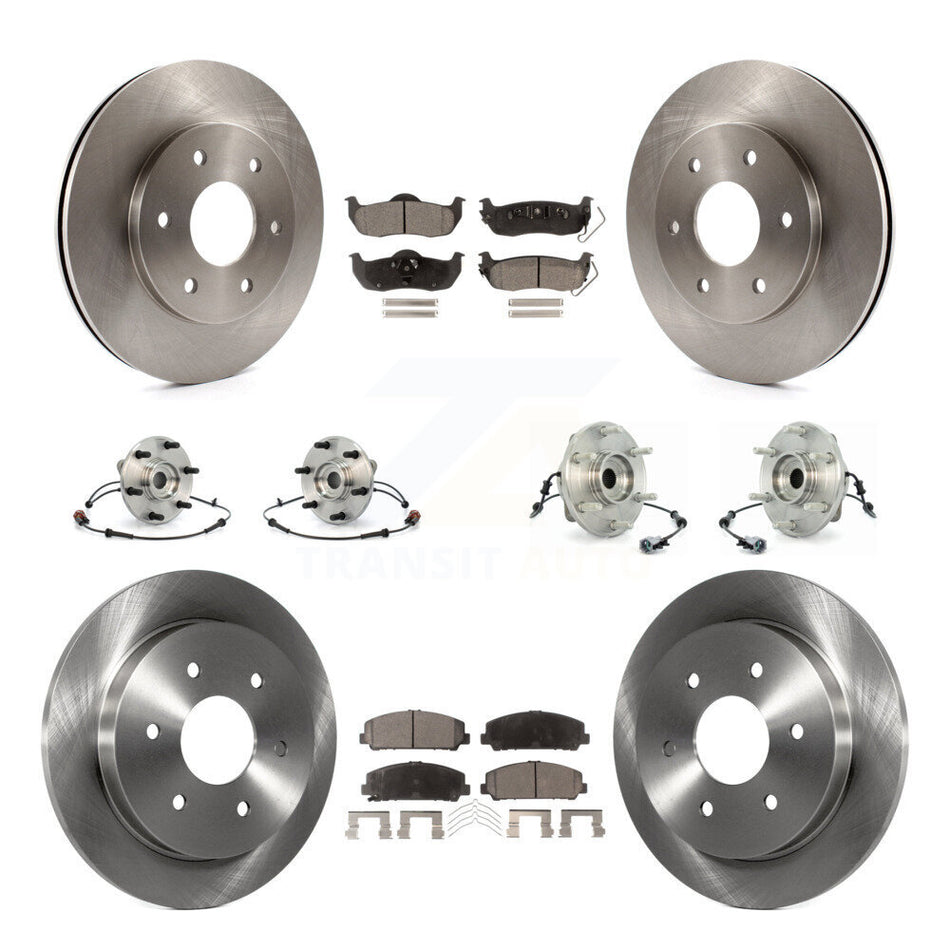Front Rear Hub Bearings Assembly Disc Brake Rotors And Ceramic Pads Kit (10Pc) For 2007 INFINITI QX56 With 320mm Diameter Rotor To 03 07 KBB-110498
