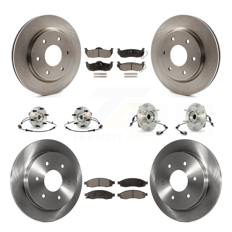 Front Rear Hub Bearings Assembly Disc Brake Rotors And Ceramic Pads Kit (10Pc) For INFINITI QX56 KBB-110499