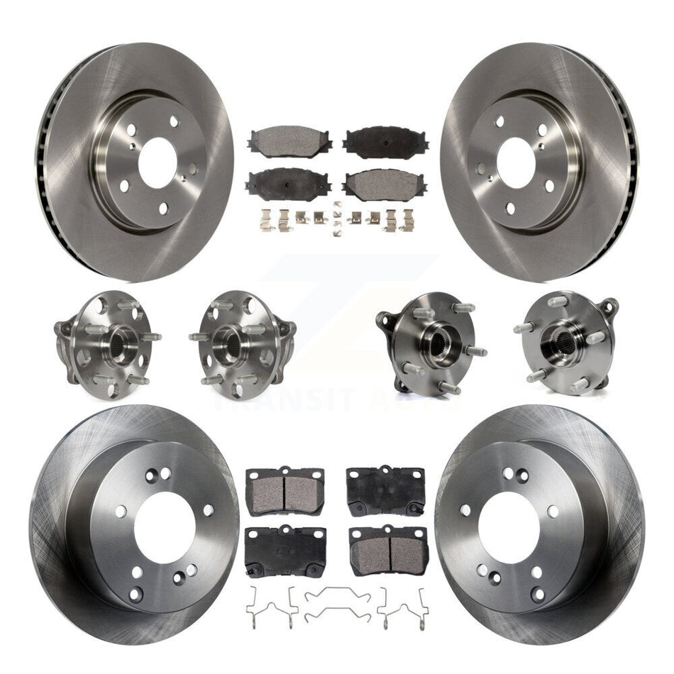 Front Rear Hub Bearings Assembly Disc Brake Rotors And Ceramic Pads Kit (10Pc) For Lexus IS250 KBB-110514
