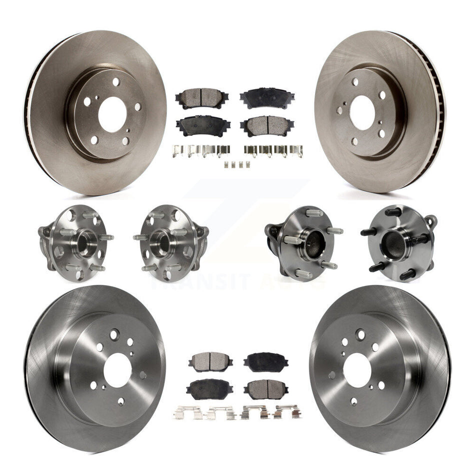 Front Rear Hub Bearings Assembly Disc Brake Rotors And Ceramic Pads Kit (10Pc) For 2014 Lexus IS250 C F Sport KBB-110516