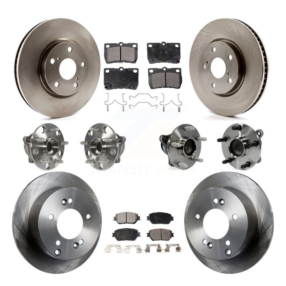 Front Rear Hub Bearings Assembly Disc Brake Rotors And Ceramic Pads Kit (10Pc) For Lexus IS250 Vehicles Built USA Market KBB-110517