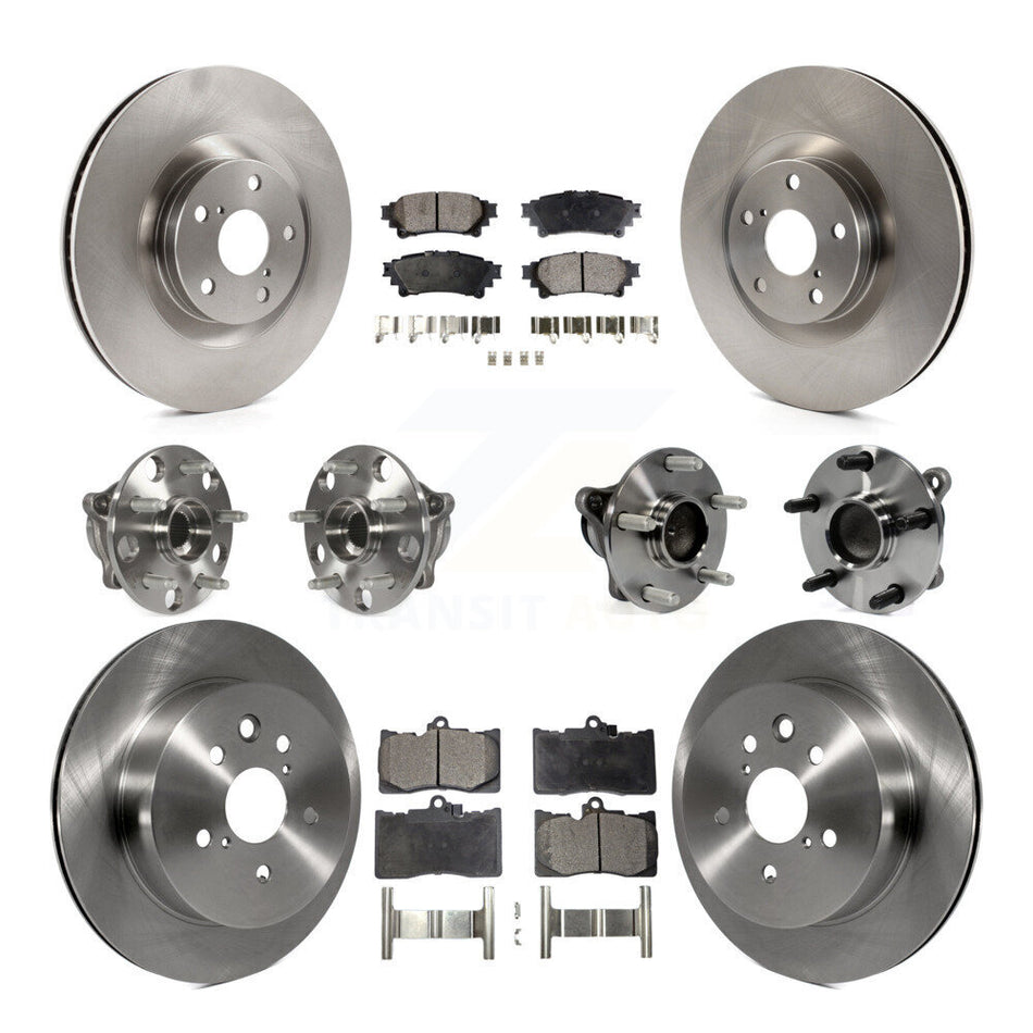 Front Rear Hub Bearings Assembly Disc Brake Rotors And Ceramic Pads Kit (10Pc) For 2014-2015 Lexus IS350 C F Sport KBB-110522
