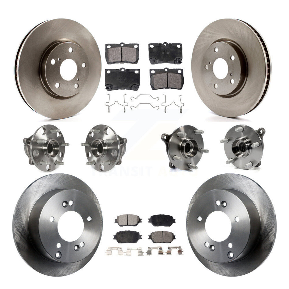 Front Rear Hub Bearings Assembly Disc Brake Rotors And Ceramic Pads Kit (10Pc) For Lexus IS250 Vehicles Built USA Market KBB-110524