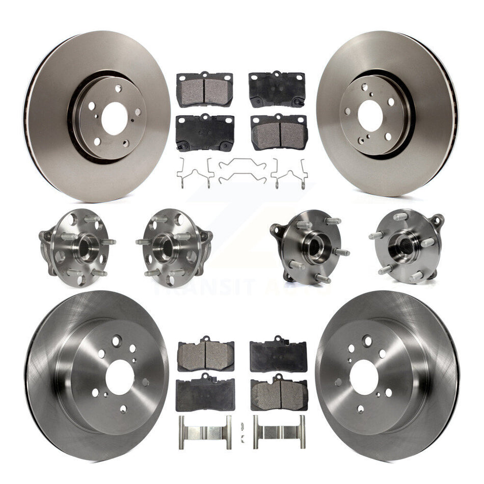 Front Rear Hub Bearings Assembly Disc Brake Rotors And Ceramic Pads Kit (10Pc) For Lexus IS350 Vehicles Built Canadian Market KBB-110525