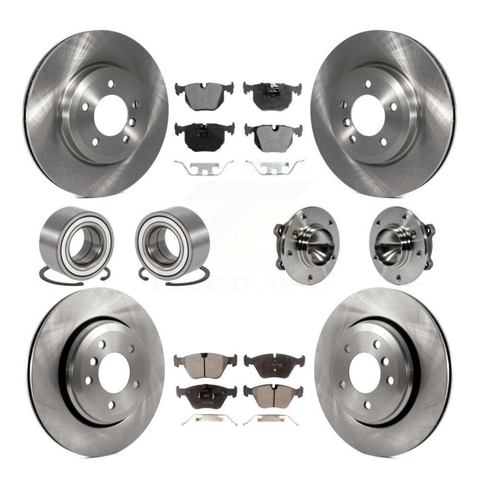 Front Rear Wheel Hub Bearings Assembly Disc Brake Rotors And Ceramic Pads Shoes Kit (10Pc) For 2006 BMW 330Ci KBB-110539