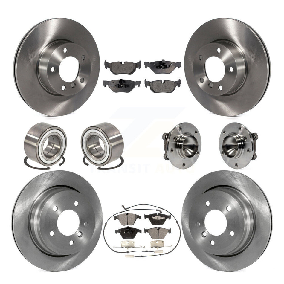 Front Rear Wheel Hub Bearings Assembly Disc Brake Rotors And Ceramic Pads Shoes Kit (10Pc) For BMW 328i KBB-110554