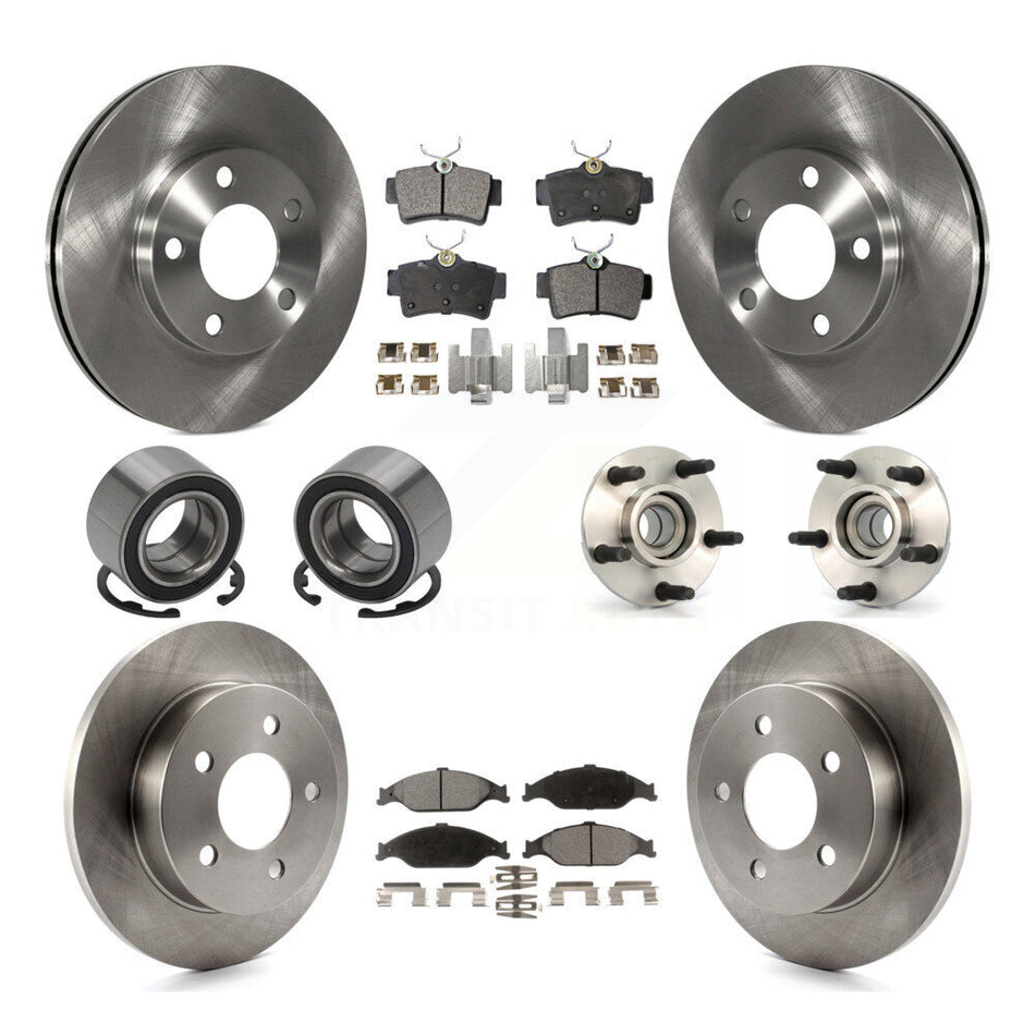 Front Rear Wheel Hub Bearings Assembly Disc Brake Rotors And Ceramic Pads Shoes Kit (10Pc) For 2003 Ford Mustang SVT Cobra 10th Anniversary KBB-110557