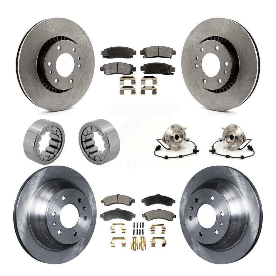 Front Rear Hub Bearing Brake Rotor & Pad Shoe Kit (10Pc) For Chevrolet GMC Trailblazer XL KBB-110561