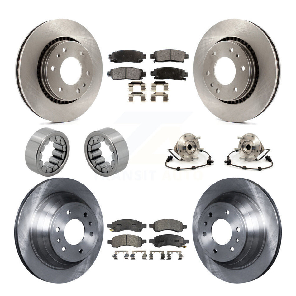 Front Rear Hub Bearing Disc Brake Rotor Pad Shoe Kit (10Pc) For Chevrolet Trailblazer GMC KBB-110562
