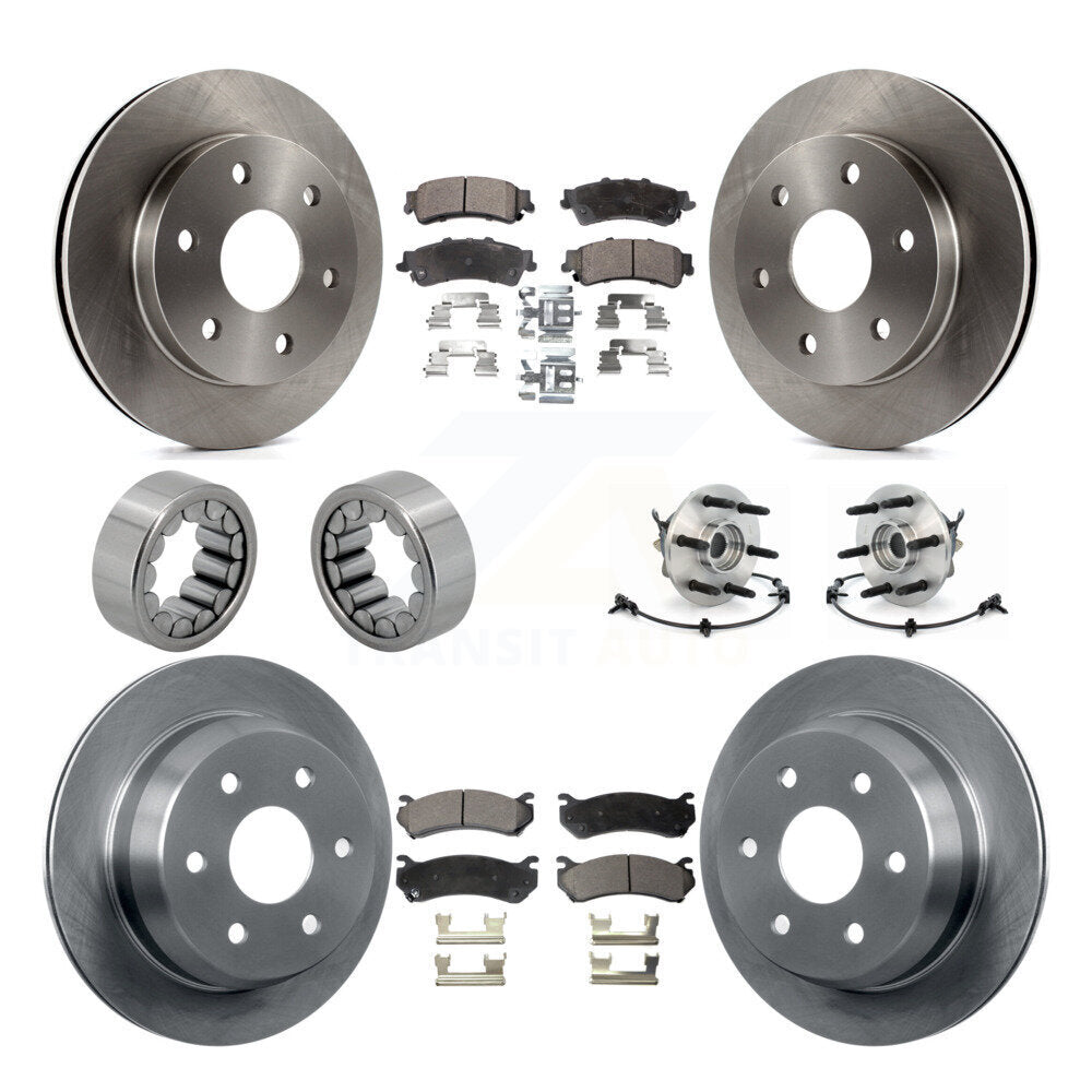 Front Rear Hub Bearing Brake Rotor & Pad Shoe Kit (10Pc) For Chevrolet Silverado 1500 GMC KBB-110566