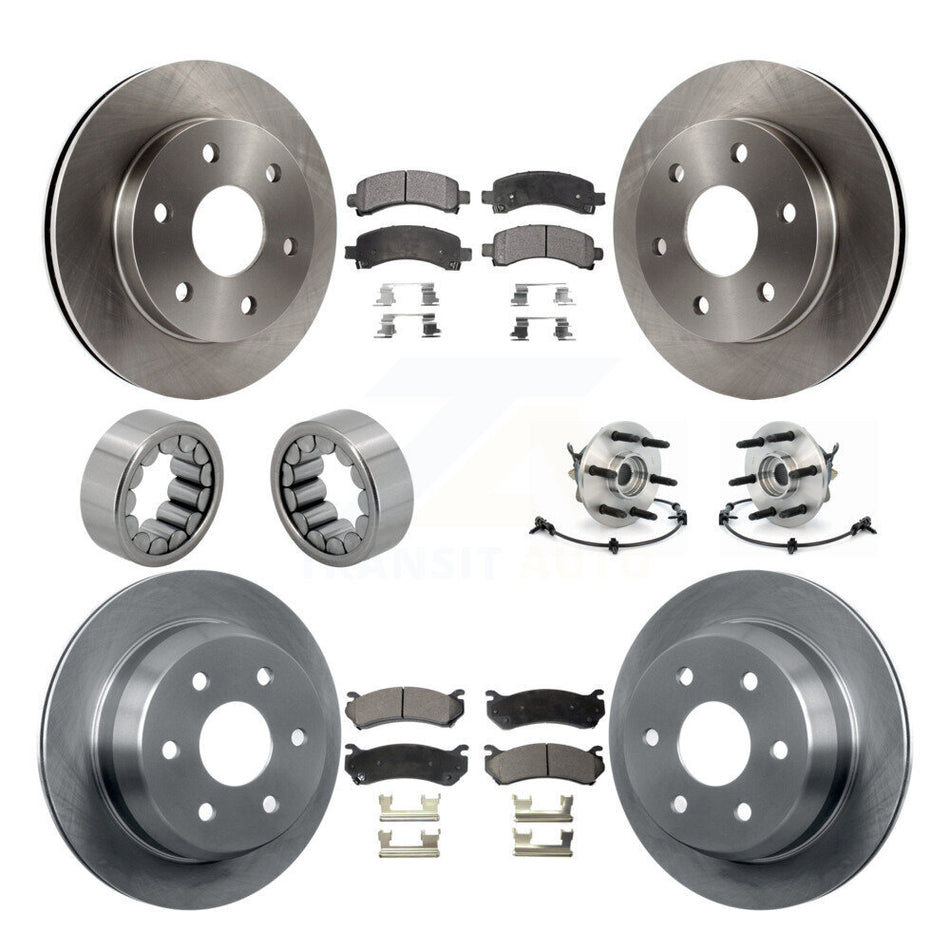 Front Rear Hub Bearing Brake Rotor & Pad Shoe Kit (10Pc) For Chevrolet Avalanche 1500 4WD KBB-110568