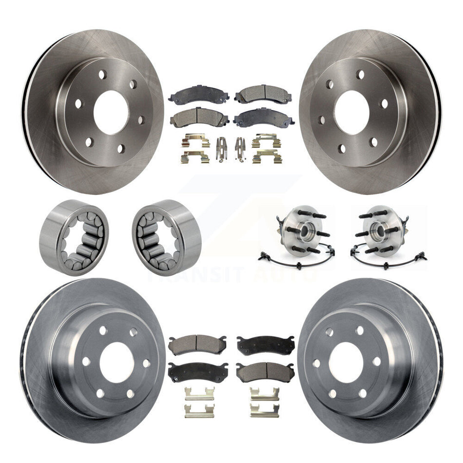 Front Rear Hub Bearing Brake Rotor & Pad Shoe Kit (10Pc) For Chevrolet Avalanche 1500 GMC KBB-110569