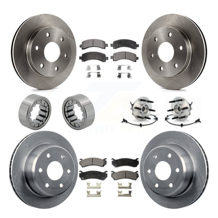 Front Rear Hub Bearing Brake Rotor Pad Shoe Kit (10Pc) For Chevrolet Express 1500 GMC AWD KBB-110570