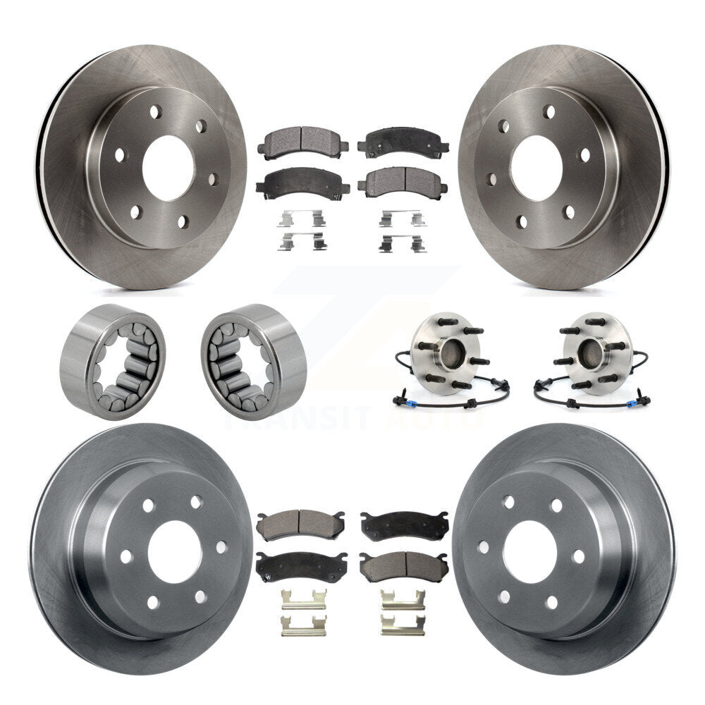 Front Rear Hub Bearing Brake Rotor & Pad Shoe Kit (10Pc) For Chevrolet Avalanche 1500 RWD KBB-110575