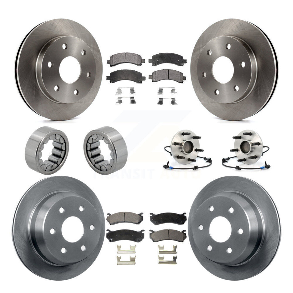 Front Rear Hub Bearing Brake Rotor & Pad Shoe Kit (10Pc) For Chevrolet Avalanche 1500 RWD KBB-110575