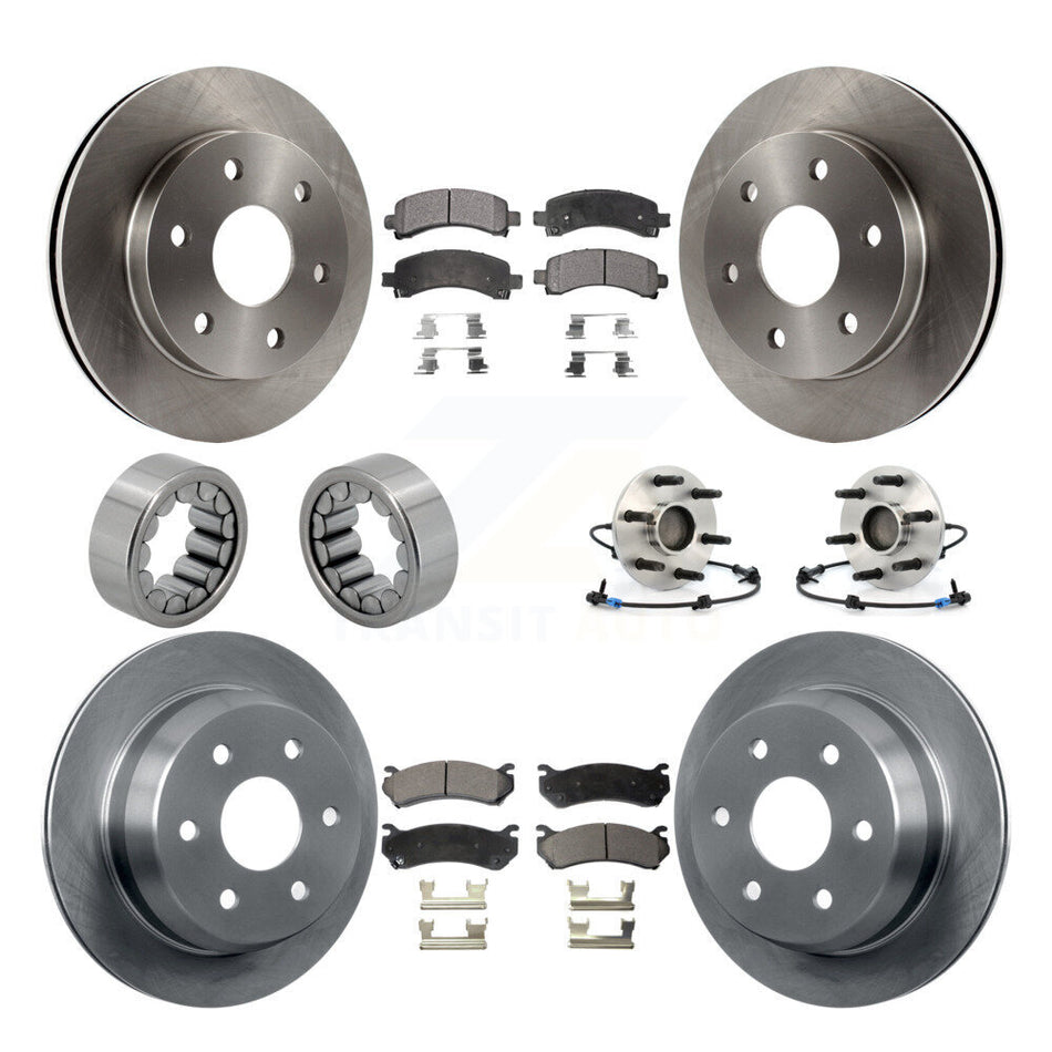Front Rear Hub Bearing Brake Rotor & Pad Shoe Kit (10Pc) For Chevrolet Avalanche 1500 RWD KBB-110575