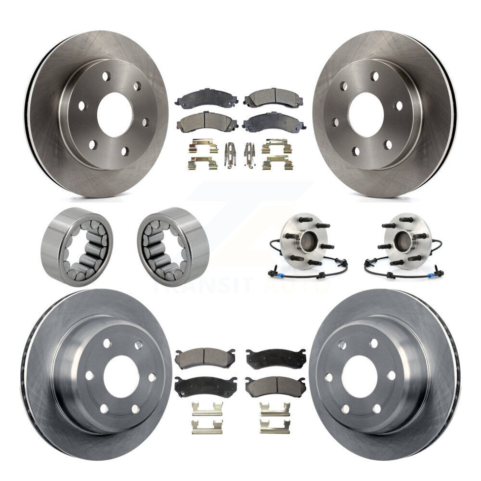 Front Rear Hub Bearing Brake Rotor & Pad Shoe Kit (10Pc) For Chevrolet Avalanche 1500 RWD KBB-110576