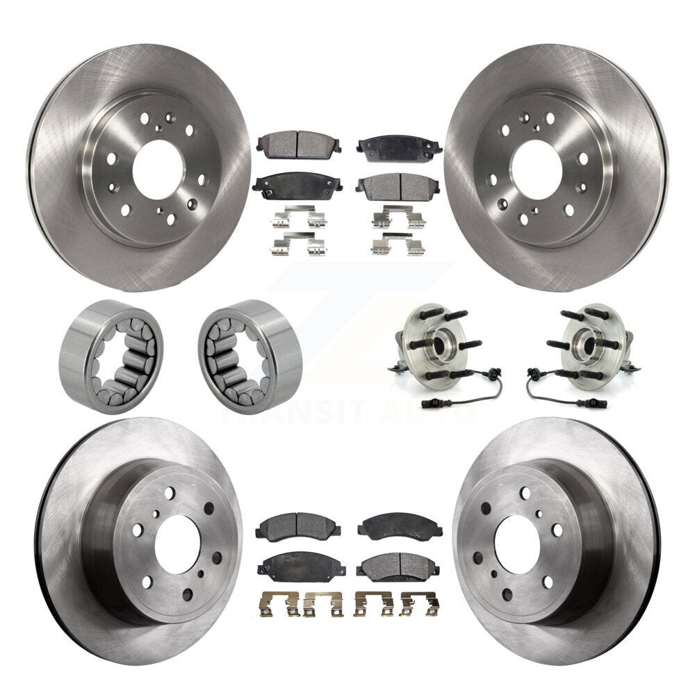 Front Rear Hub Bearing Brake Rotor & Pad Shoe Kit (10Pc) For Chevrolet Avalanche Cadillac KBB-110582