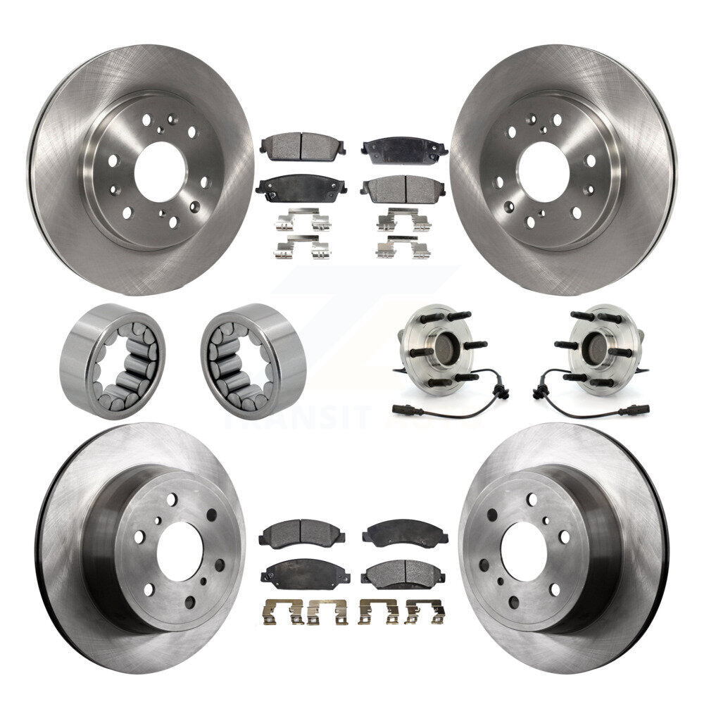 Front Rear Hub Bearing Brake Rotor Pads Shoe Kit (10Pc) For Chevrolet Avalanche GMC Tahoe KBB-110587