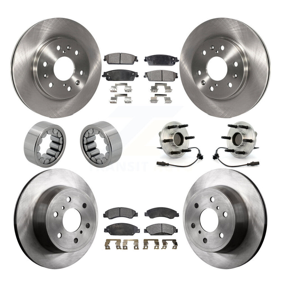 Front Rear Hub Bearing Brake Rotor Pads Shoe Kit (10Pc) For Chevrolet Avalanche GMC Tahoe KBB-110587