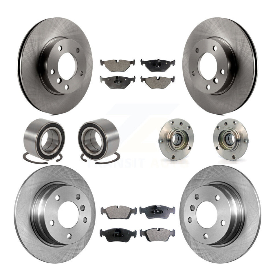 Front Rear Wheel Hub Bearings Assembly Disc Brake Rotors And Ceramic Pads Shoes Kit (10Pc) For BMW 328i 318i 323is 328is 318is KBB-110595