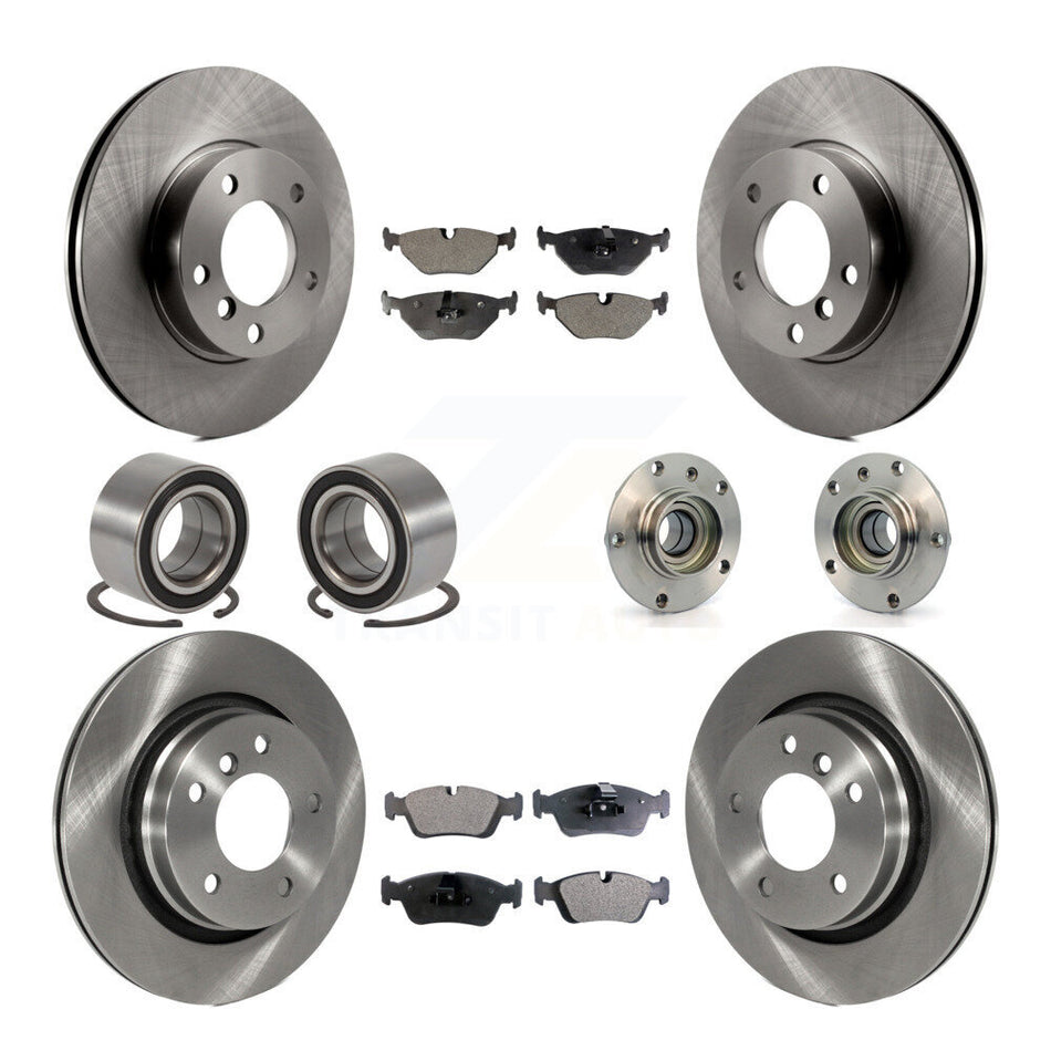Front Rear Wheel Hub Bearings Assembly Disc Brake Rotors And Ceramic Pads Shoes Kit (10Pc) For 1998-1998 BMW 328i 328is With 294mm Diameter Rotor KBB-110596