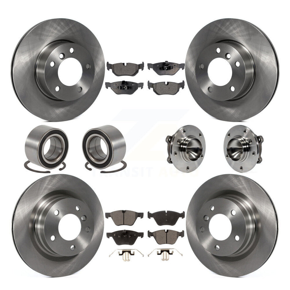 Front Rear Wheel Hub Bearings Assembly Disc Brake Rotors And Ceramic Pads Shoes Kit (10Pc) For BMW 328i 325i 323i KBB-110600