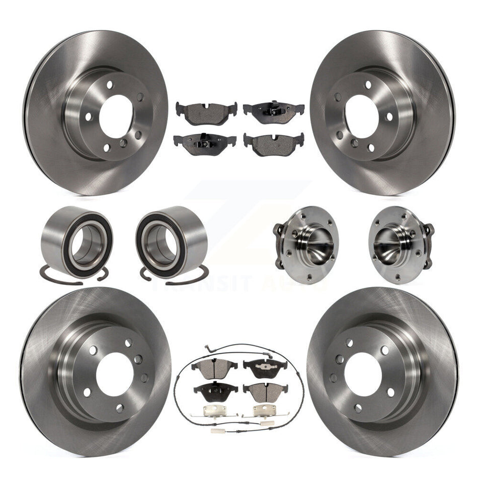 Front Rear Wheel Hub Bearings Assembly Disc Brake Rotors And Ceramic Pads Shoes Kit (10Pc) For BMW 328i 323i KBB-110605