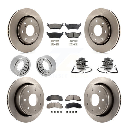 Front Rear Hub Bearing Brake Rotor & Pad Shoe Kit (10Pc) For Ford F-150 With 7 Lug Wheels KBB-110656