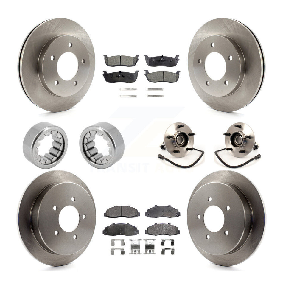 Front Rear Hub Bearing Disc Brake Rotors And Ceramic Pads Shoes Kit (10Pc) For Ford F-150 KBB-110660
