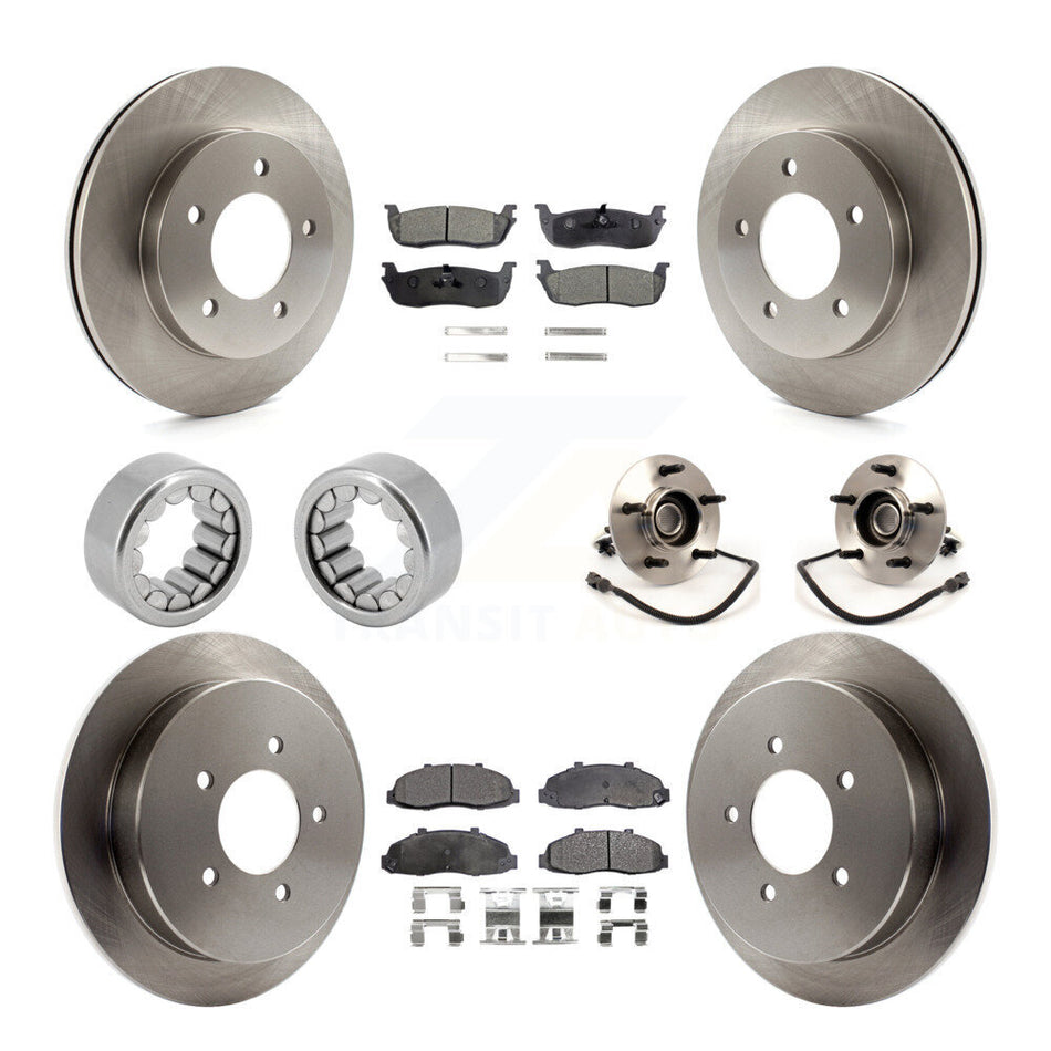 Front Rear Hub Bearing Disc Brake Rotors And Ceramic Pads Shoes Kit (10Pc) For Ford F-150 KBB-110660