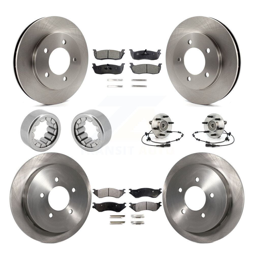 Front Rear Hub Bearing Disc Brake Rotor & Pad Shoe Kit (10Pc) For Ford Expedition Lincoln KBB-110678