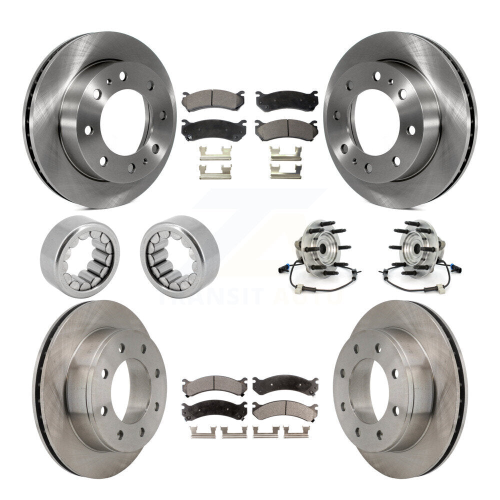 Front Rear Hub Bearing Brake Rotor & Pads Shoe Kit (10Pc) For Hummer H2 With 8 Lug Wheels KBB-110687
