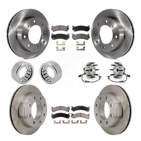 Front Rear Hub Bearing Brake Rotor & Pads Shoe Kit (10Pc) For Hummer H2 With 8 Lug Wheels KBB-110687