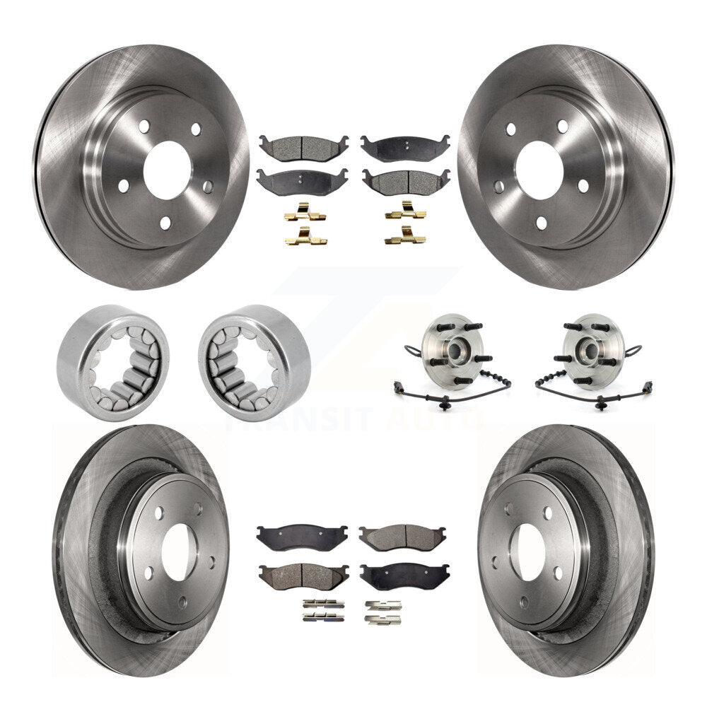 Front Rear Wheel Hub Bearing Disc Brake Rotor And Pads Shoe Kit (10Pc) For Dodge Ram 1500 KBB-110700