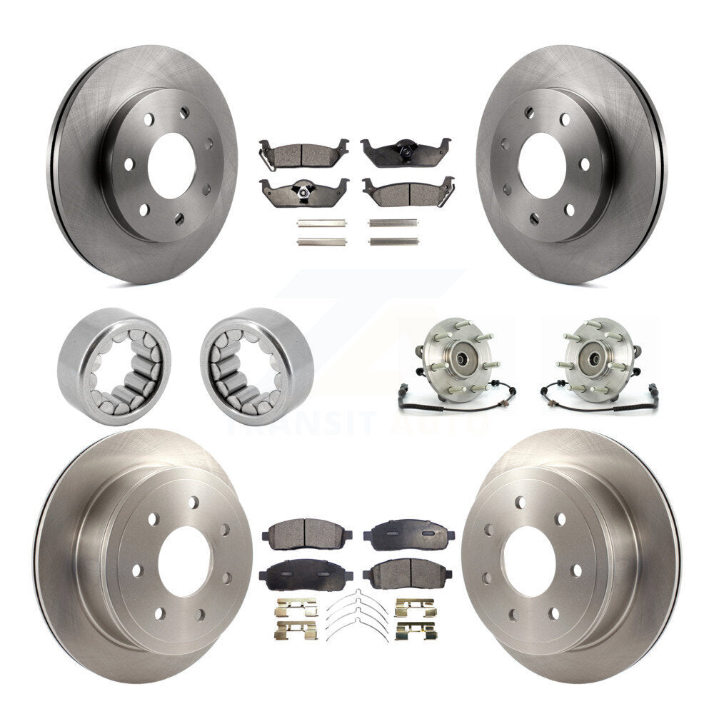 Front Rear Hub Bearing Brake Rotor Pads Shoe Kit (10Pc) For 2006-2008 Lincoln Mark LT 4WD KBB-110703