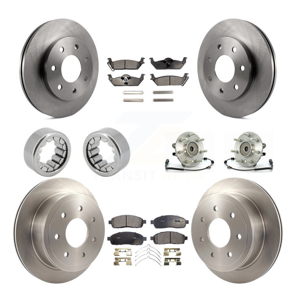 Front Rear Hub Bearing Brake Rotor Pads Shoe Kit (10Pc) For 2006-2008 Lincoln Mark LT 4WD KBB-110703