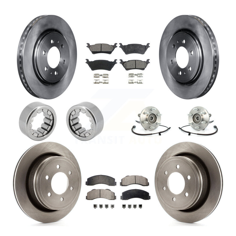 Front Rear Hub Bearing Disc Brake Rotors And Pads Shoe Kit (10Pc) For 2014 Ford F-150 4WD KBB-110730