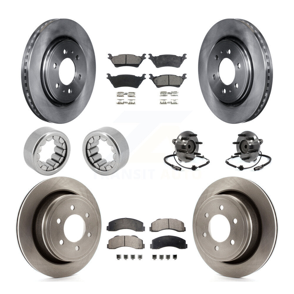 Front Rear Hub Bearing Brake Rotor & Pad Shoe Kit (10Pc) For Ford F-150 With 6 Lug Wheels KBB-110732