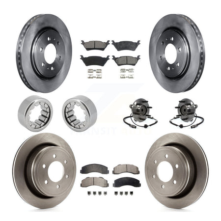 Front Rear Hub Bearing Brake Rotor & Pad Shoe Kit (10Pc) For Ford F-150 With 6 Lug Wheels KBB-110732